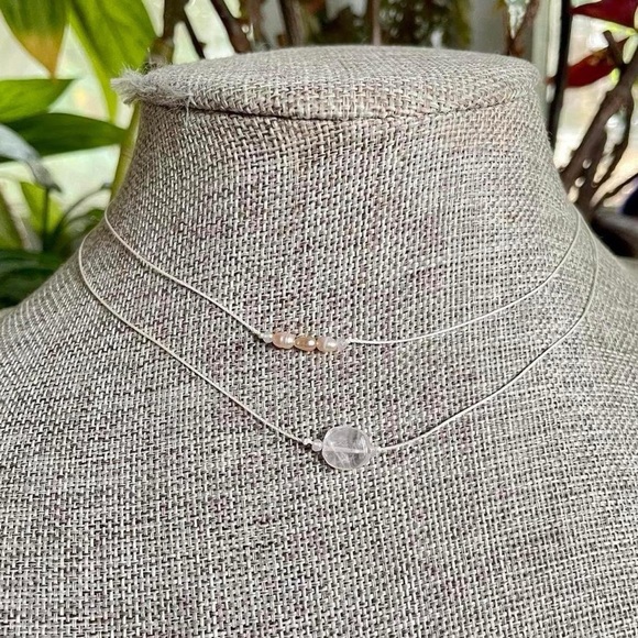 Pearl and Rose Quartz Layered Choker - Picture 1 of 5